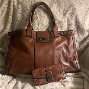 Fossil weekender bag and matching wallet.